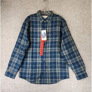 Weatherproof Vintage Flannel Button Down Shirt Mens M Blue Gray Plaid NWT